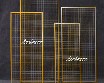 Geometric Grid Wedding Backdrop: Iron Flower Stand Party Decor (4pcs)