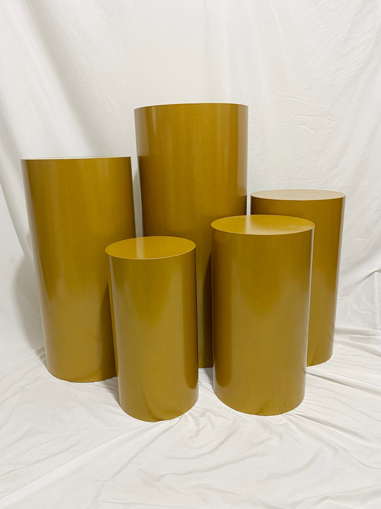 Large Round White Metal Cylinders Pedestal Display Flower Etsy