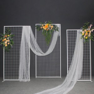 White Rectangular Mesh Arch for Flower Arrangement Balloon Garland Birthday Engagement Wedding Photo Background Prop