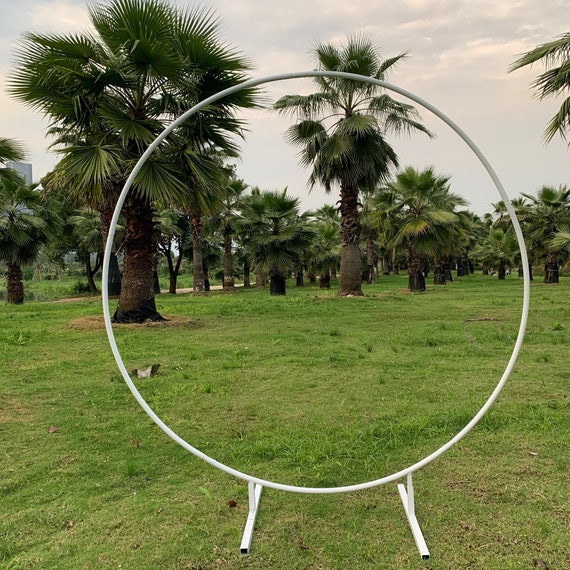Arco Floreale Per Matrimonio A Forma Di Cerchio - Alto 2 M, Metallo, Bianco, Per Addobbi Feste E Cerimonie