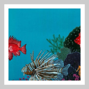 Scorpionfish and Bigeyefish, Original Artwork, Acrylic Painting, Natural History, Limited Edition, Archival Quality, Giclee Art Print