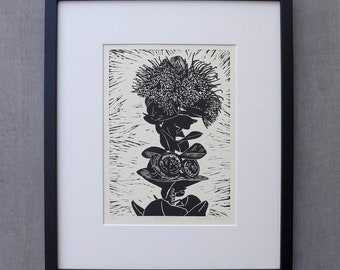 Eucalyptus II, Australian Native, Limited Edition, Framed, Linocut Print, Handmade Printed Plant Art, Original Artwork, Flora, Nature, Gift