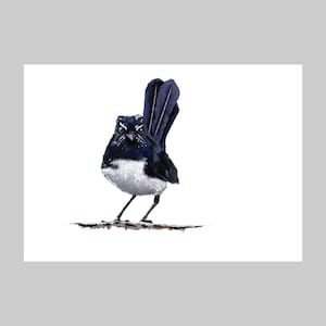 Willy Wagtail II, Original Artwork, A4, Acrylic Painting, Natural History, Limited Edition, Archival Quality, Giclee Art Print, Fauna, Bird