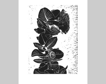 Eucalyptus I, Australian Native, Limited Edition, Linocut Print, Handmade Unframed Plant Art, Original Artwork, Flora, Nature, Gift, Graphic