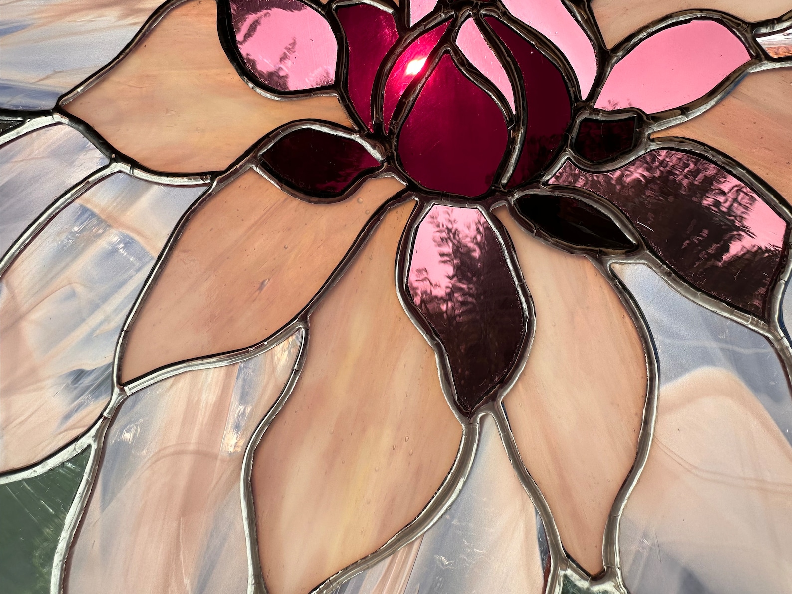 Custom Stained Glass Dahlia Flower Design | Flower Suncatcher | Purple ...