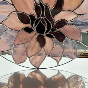Custom Stained Glass Dahlia Flower Design | Flower Suncatcher | Purple ...