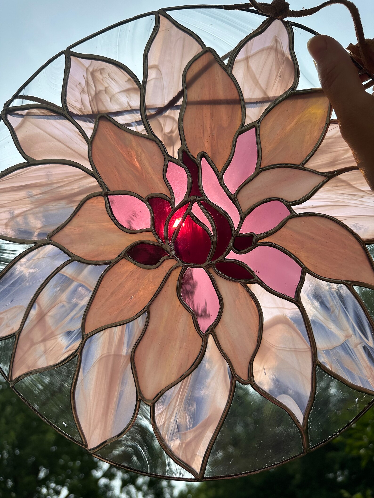 Custom Stained Glass Dahlia Flower Design | Flower Suncatcher | Purple ...