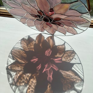 Custom Stained Glass Dahlia Flower Design | Flower Suncatcher | Purple ...