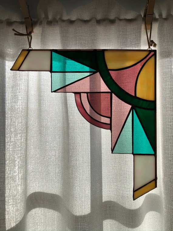 Stained Glass Art Deco Corner Piece | Suncatcher | Ava