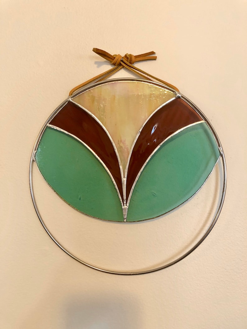 Custom Stained Glass Art Deco Design Stained Glass Sun Etsy