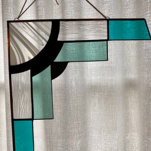 Set of 2 Stained Glass Art Deco Corner Piece | Suncatcher | Agnes Design | Modern Geometric Stained Glass | Handmade Home Decor | Gift Ideas