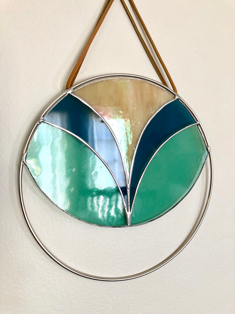 Custom Stained Glass Art Deco Design Stained Glass Sun Etsy