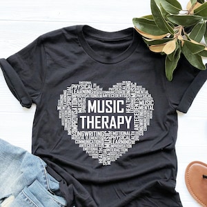 Music Therapy Shirt, Music Therapy Heart T Shirt, Music Therapist Gift, Music Session Gift, V-Neck, Tank Top, Sweatshirt, Hoodie