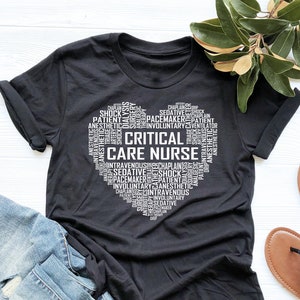 Critical Care Nurse Shirt, Critical Care Nurse Heart T Shirt, CRN Gift, V-Neck, Tank Top, Sweatshirt, Hoodie