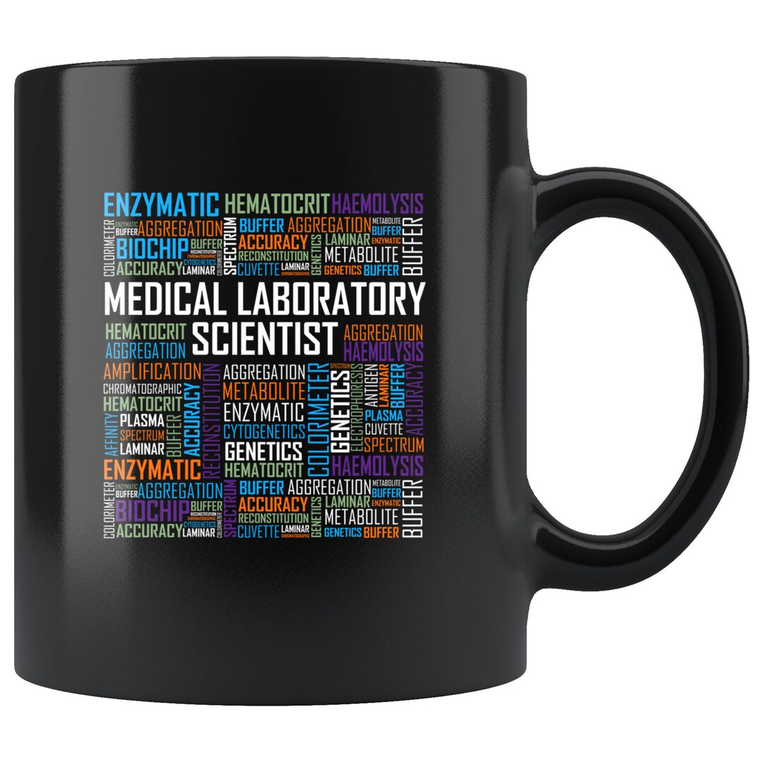 Medical Laboratory Scientist Black Mug, Medical Lab Words, MLS Mug, MLS