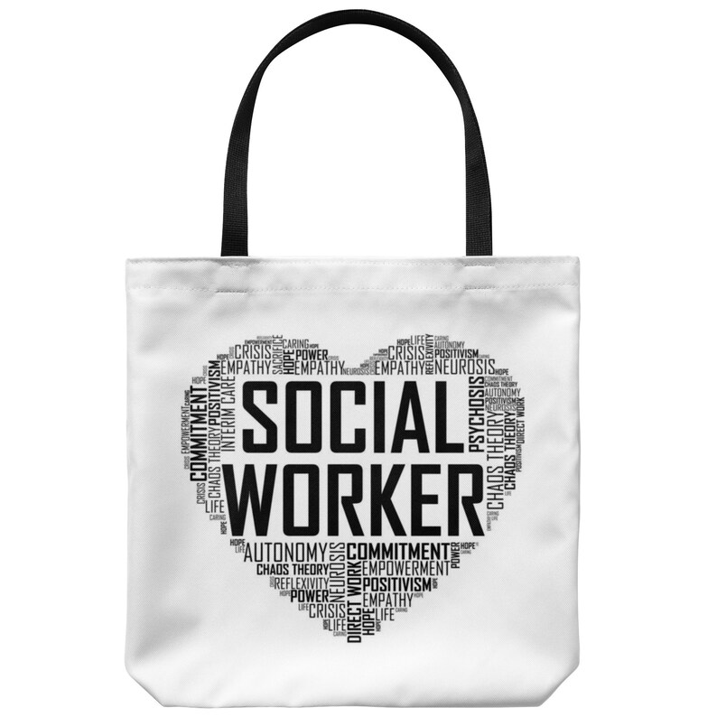 Social Worker White Tote Bag Social Worker Heart Social Work Etsy