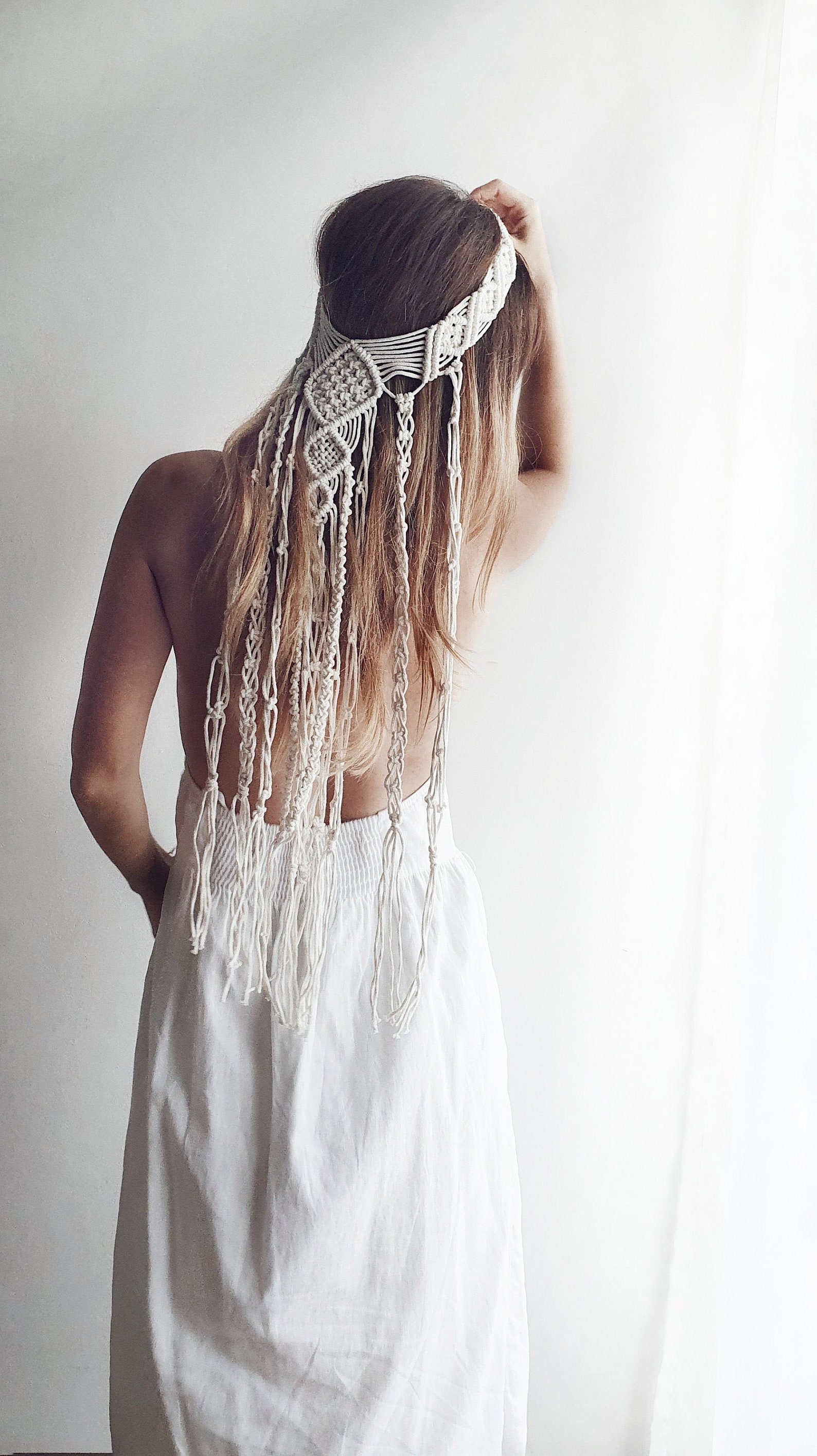 Macrame Veil / Boho Headband / Boho Bride Veil / Boho Macrame Etsy UK