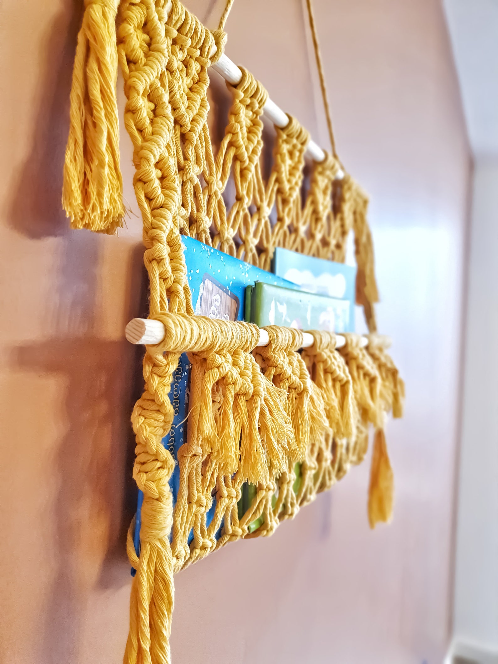 Macrame Wall Decor / Macrame Book Holder / Nursery Wall Art / Etsy