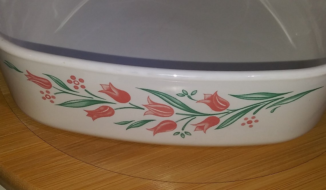 Corning Ware Pink Tulips Rosemarie Rosemary Pattern Baking Etsy