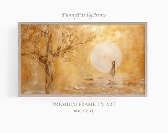 vintage Samsung Frame TV Art, Saint-Valentin, Golden Hour Lovers, Abstract Frame TV Art, Love for Anniversary, Samsung Art TV
