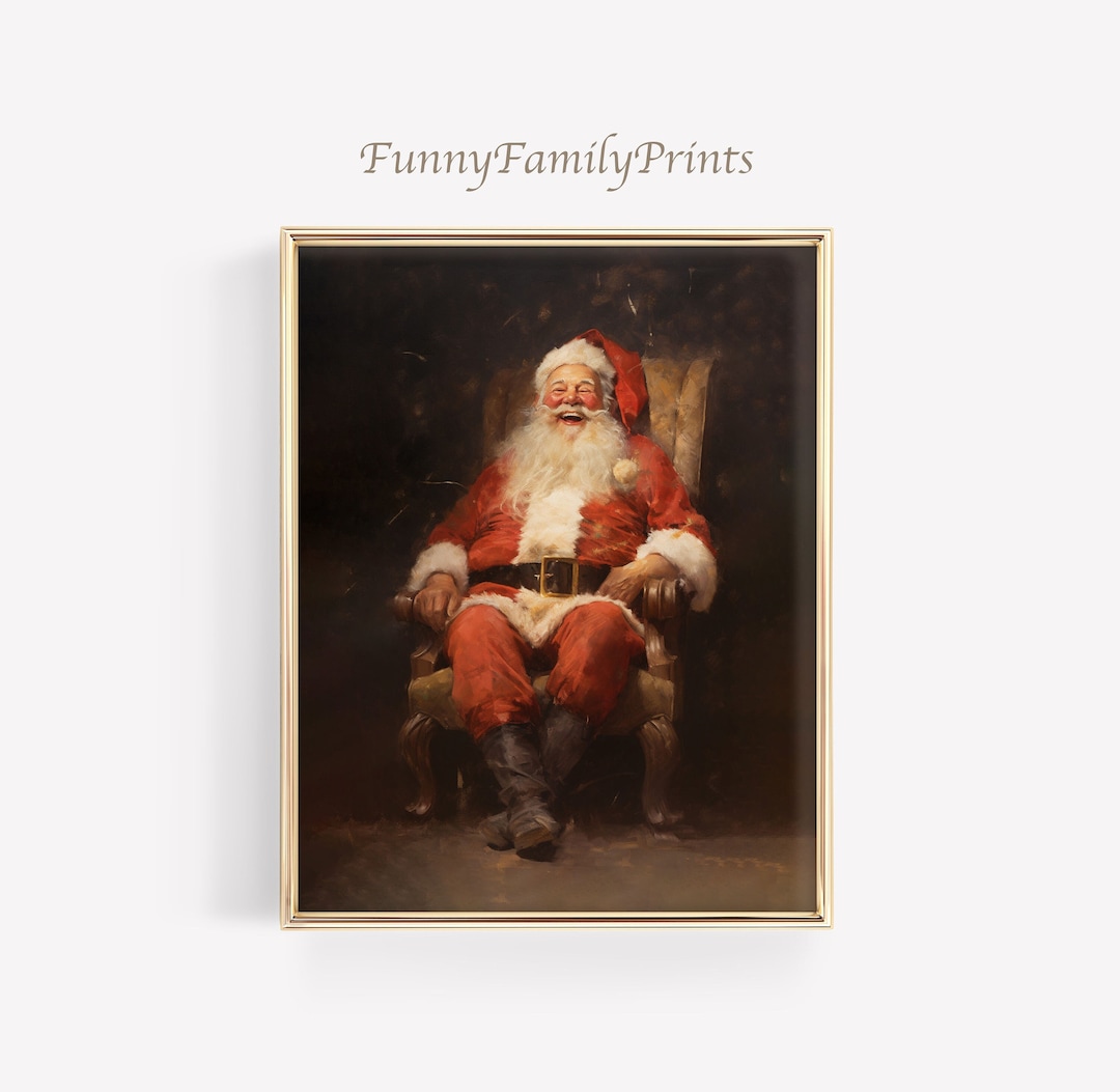 PRINTABLE Vintage Santa Claus Wall Art, Farmhouse Christmas Print