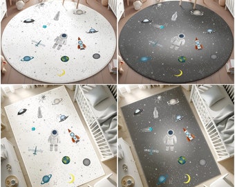 Planet Activity Rug,Ultra Soft Space Playmat for Kids Room,Rocket Kid Rug,Galaxy Non Slip Activity Rug,Boy Astronaut Carpet,PILLOW CASE GIFT
