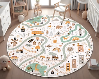 City Road Ultra Soft Kids Play Rug, Rug For Kids Room, Playground Rug, Nursery Rug, Nursery Decor,  PILLOW CASE GIFT