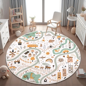 City Road Ultra Soft Kids Play Rug, Rug For Kids Room, Playground Rug, Nursery Rug, Nursery Decor,  PILLOW CASE GIFT