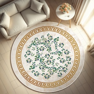 Tappeto rotondo floreale blu, tappeti morbidi, tappeto da soggiorno bianco lavabile, tappeti da cucina, arredamento minimale per la casa, tappetini rettangolari, CUSCINO REGALO