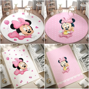 Tappeto a forma di topo per neonati, tappeto a forma di topo rosa, tappeto per la sala giochi delle bambine, tappeto rotondo lavabile per la cameretta dei bambini, tappeto antiscivolo per bambini, tappeto personalizzato, federa regalo