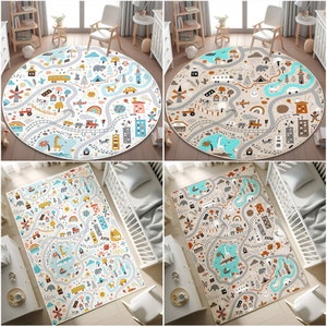 City Road Jungen Teppich, Spielzimmer Teppich, Stadtverkehr Teppich, Baby Junge Aktivitätszimmer, Kinderzimmer Dekor, Spielteppich, Stadtteppich, KISSENBEZUG GESCHENK