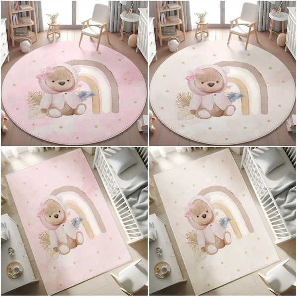 Joli tapis pour chambre de bébé ours, tapis antidérapant pour chambre d'enfant, paillasson lavable pour enfants, décoration pour chambre de bébé, cadeau de baby shower, best-sellers, taie d'oreiller cadeau