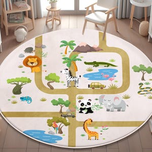 Baby Teppich Spielmatte, Safari Spielzimmer Matte, rutschfester Baby Teppich, Kinderteppich, Kinderteppich, KISSENBEZUG GESCHENK