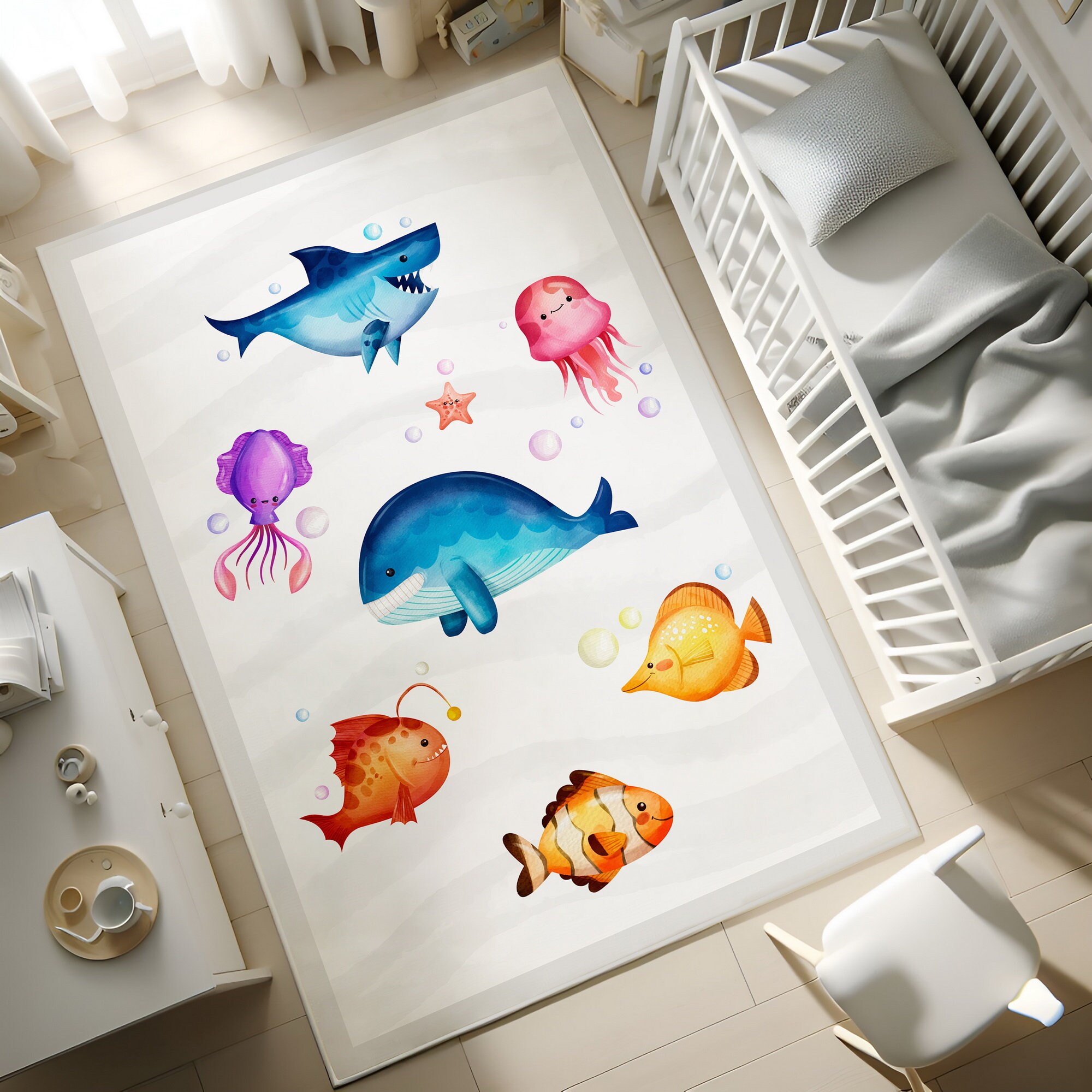 Ocean Themed Children's Rug, Toddler Rug, Ultra Soft Kids Rug ...
