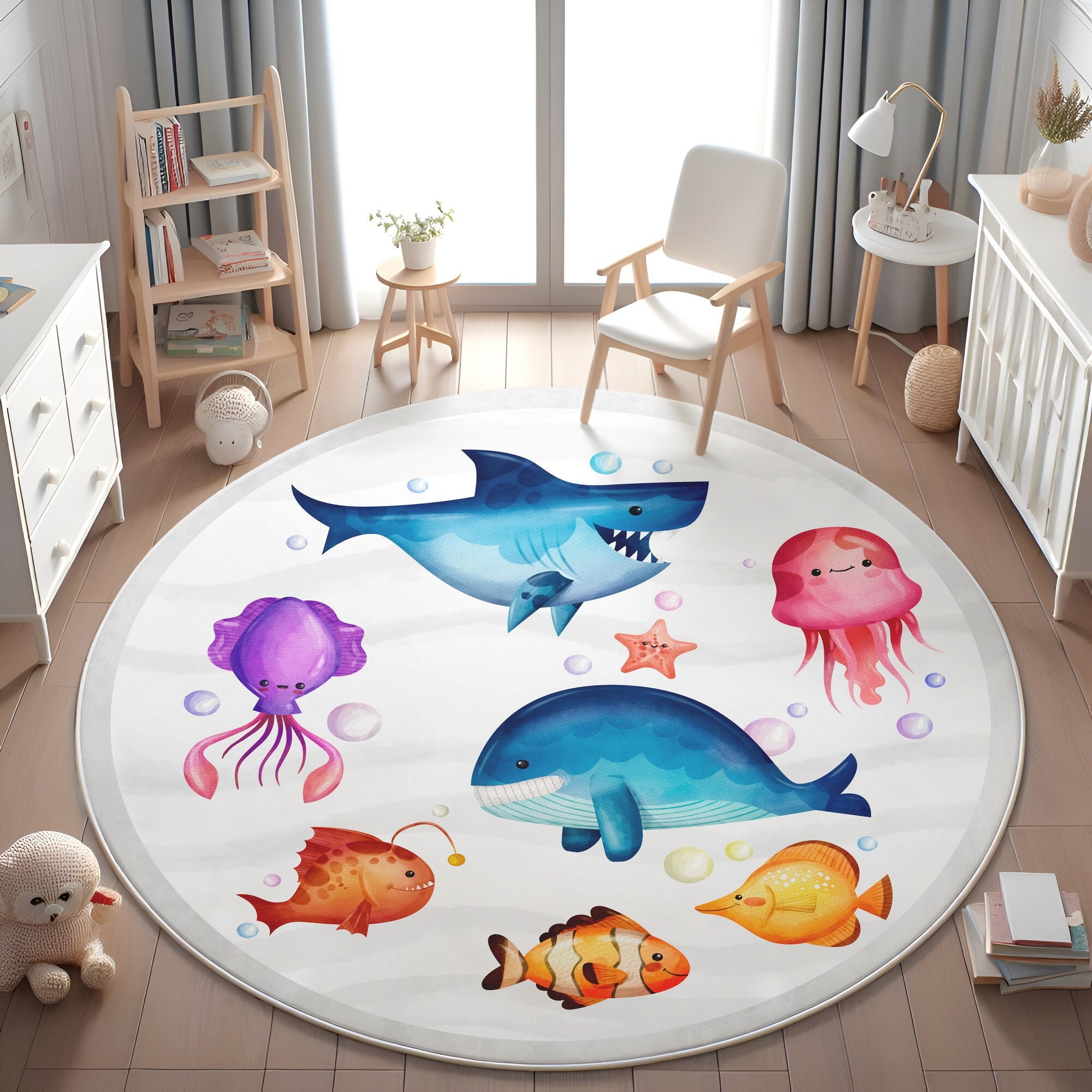Ocean Themed Children's Rug, Toddler Rug, Ultra Soft Kids Rug ...
