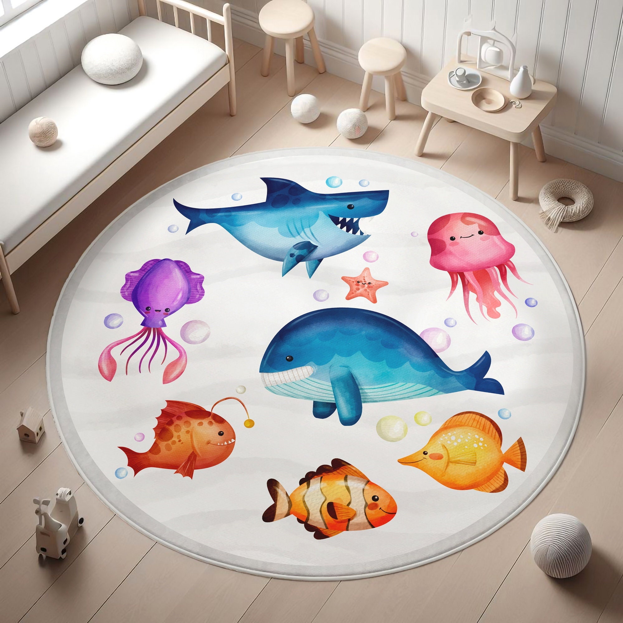 Ocean Themed Children's Rug, Toddler Rug, Ultra Soft Kids Rug ...