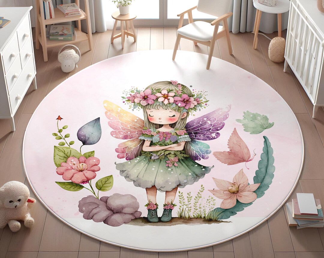 Fairy Girl Rugs, Nursery Rug, Kids Area Rug, Washable Non Slip Soft Rug ...