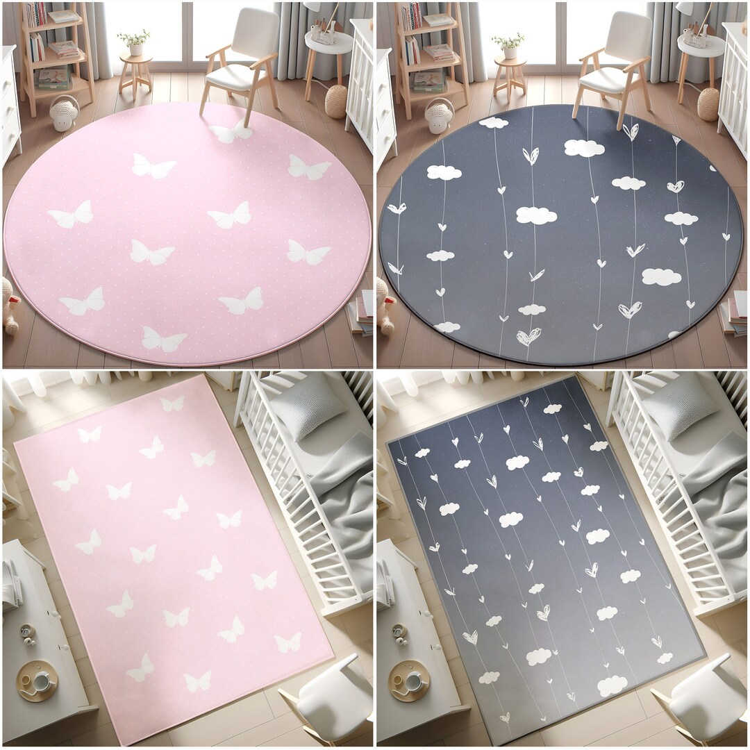 Infant Rug Butterfly Ultra Soft Kids Rug,heart Activity Rug, Non-slip Kids Rug ...