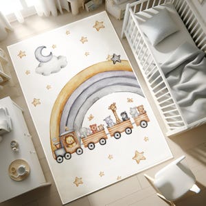 Zug Safari Themen Teppich, Baby Geschenk, Bereich Teppich,Heißluftballon Kinderteppich, Kleinkind Teppich, Waschbar Kinder Teppich,Baby Teppich, KISSEN BEZUG GESCHENK