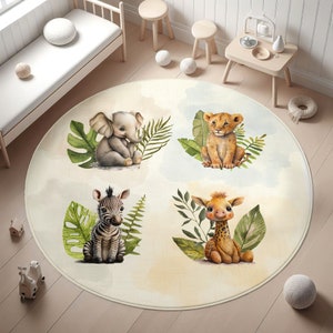 Tapis Safari pour enfants, tapis lavable pour enfants, tapis safari, lion, girafe, éléphant, tapis pour tout-petits, carpette, tapis antidérapant, rectangle, taie d'oreiller image 7