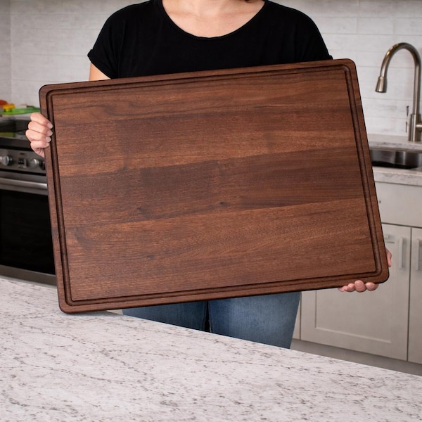 Extra Large Walnut Cutting Board 24" x 18" x .75” Thick with Juice Groove