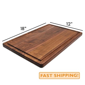 Large Wood Cutting Board With Juice Groove 18x12 Inches, Wood Cheese Board, Wooden Chopping Board, Wooden Cutting Board Made in the USA