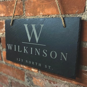 Personalized Slate Home Address Sign: Rustic Hanging Decor