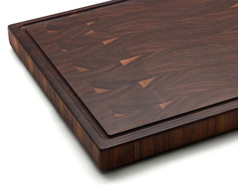 End Grain Walnut Cutting Board: Butcher Block with Juice Groove, USA Made