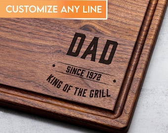 Personalized King of the Grill Cutting Board, Custom BBQ Gift for Dad, USA Made