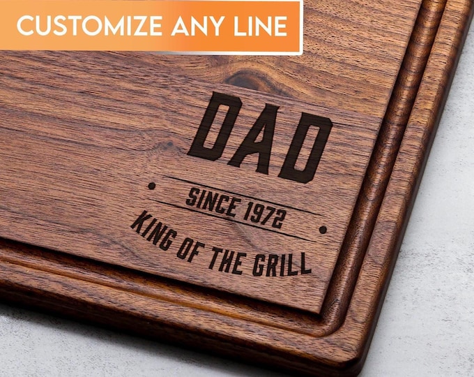 Personalized King of the Grill Cutting Board, Custom BBQ Gift for Dad, USA Made