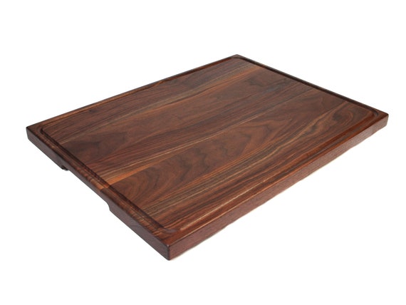 Extra Large Wood Cutting Board With Feet, Pocket Handles and Juice Groove,  24x18x1.25 Inches Thick Cutting Board Handmade in the USA 