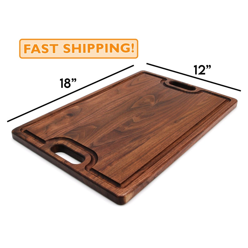 Large Cutting Board With Handles and Juice Groove 18x12, Reversible Wood Cutting Board, Doubles as a Wooden Serving Tray With Handles image 1