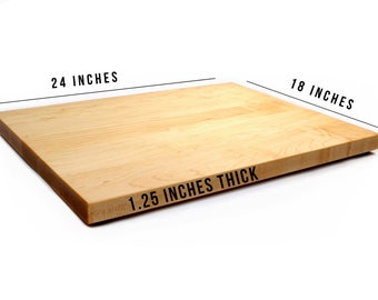 1.25” Thick Extra Large Butcher Block Cutting Board With Rubber Feet, Thick Cutting Board, Wood Chopping Board, American Made Maple Hardwood