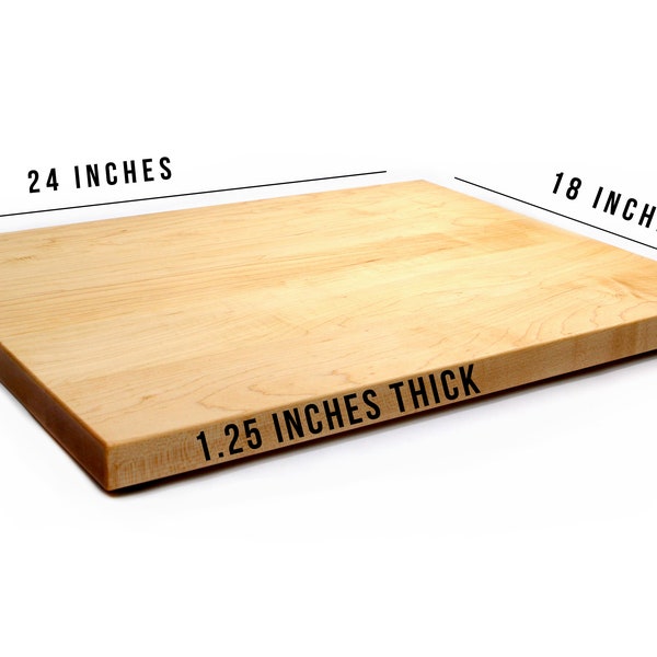 1.25” Thick Extra Large Butcher Block Cutting Board With Rubber Feet, Thick Cutting Board, Wood Chopping Board, American Made Maple Hardwood